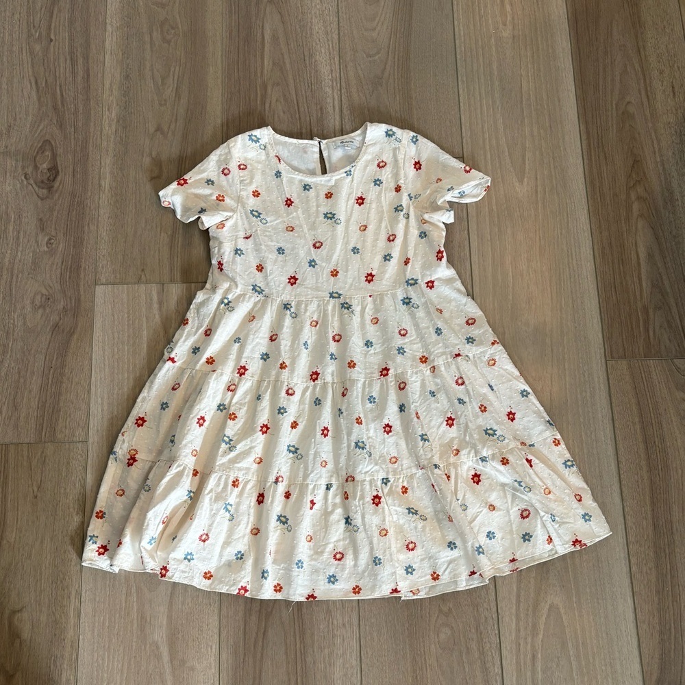 Women’s Madewell Tiered Mini Dress Size Small clipdot Floral Heyday White - Picture 4 of 10